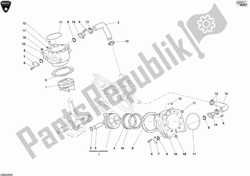 Toutes les pièces pour le Cylindre - Piston du Ducati Superbike 999 RS 2004